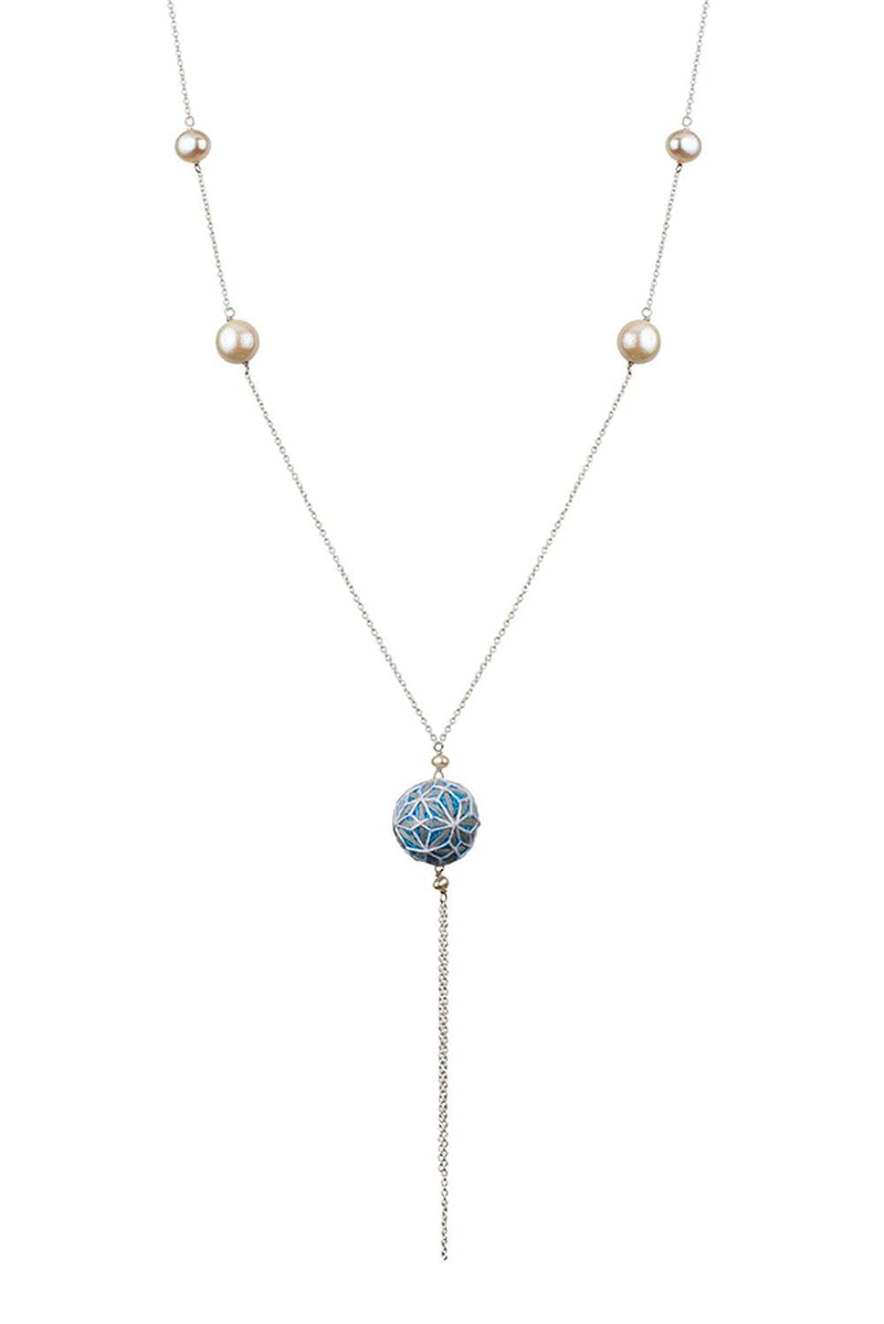 Colar Temari Drop Azul