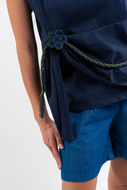 Blusa Mizuhiki azul marinho