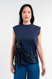 Blusa Mizuhiki azul marinho