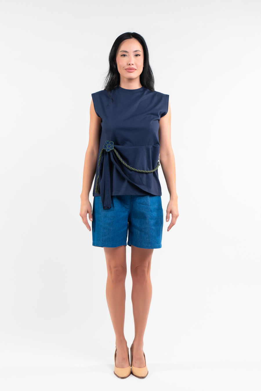 Blusa Mizuhiki azul marinho