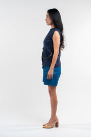 Blusa Mizuhiki azul marinho