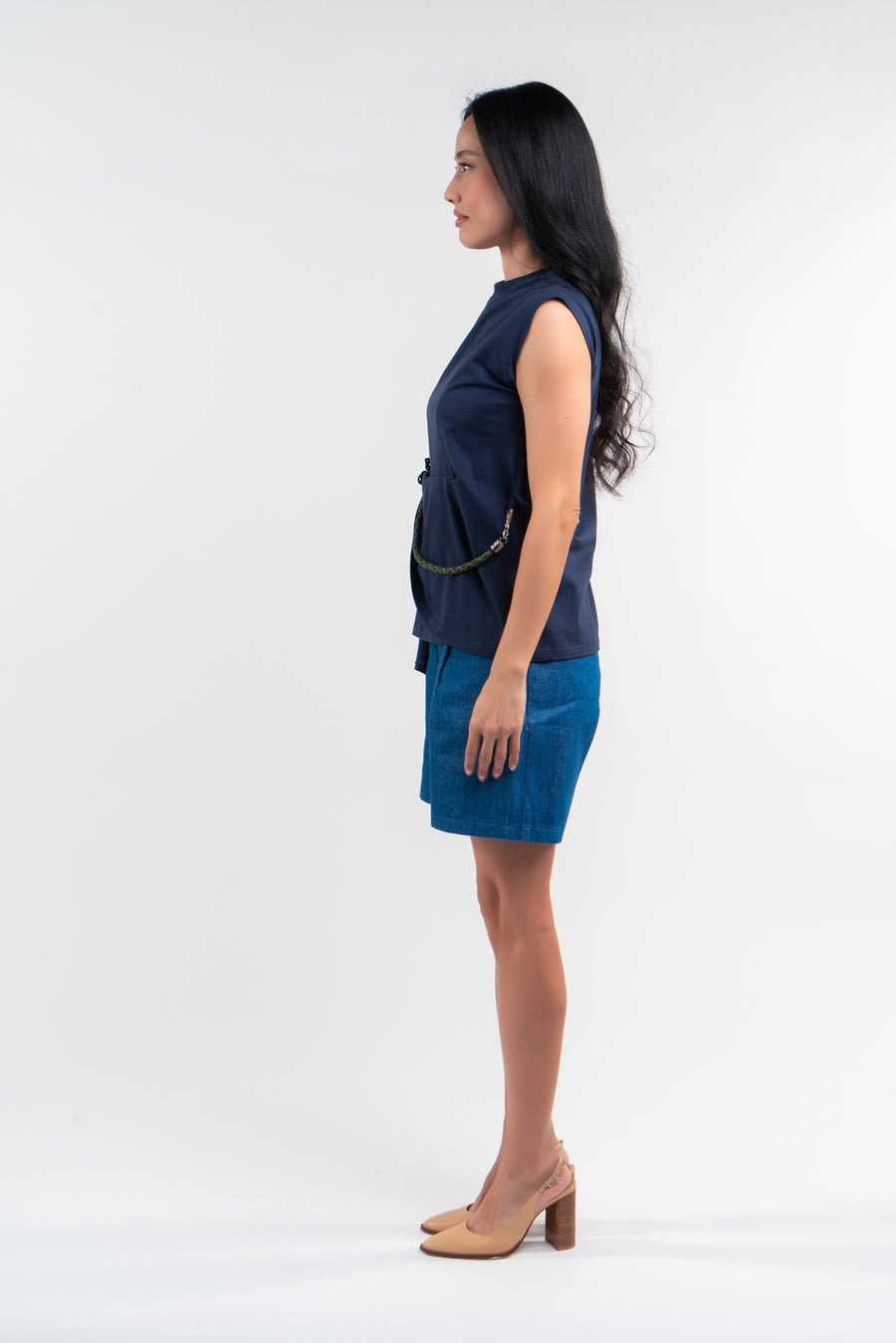 Blusa Mizuhiki azul marinho